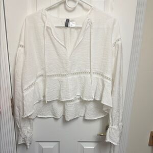 H&M White Peasant Ruffle Women's Top